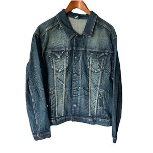 George Denim Jacket Mens XL Blue Dark Wash Button Up Trucker Country Western